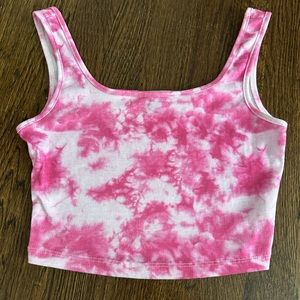 shein pink tie dye top size xs square neck tank